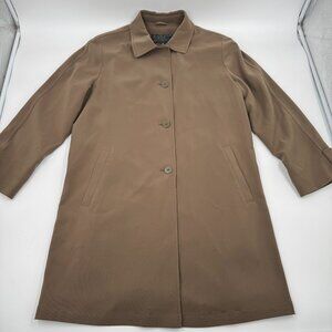 London Fog Womens Tan Brown Button Front Trench Coat Jacket Size L Regular